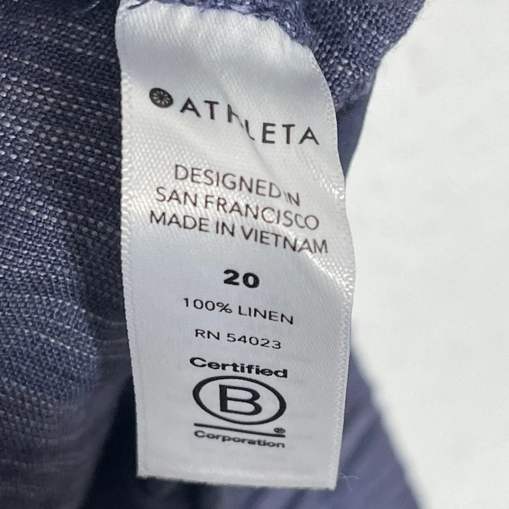 Athleta Cabo Linen Textured Short 4" Navy Pull-On Comfy Earthy Blue Size 20 - Picture 7 of 10